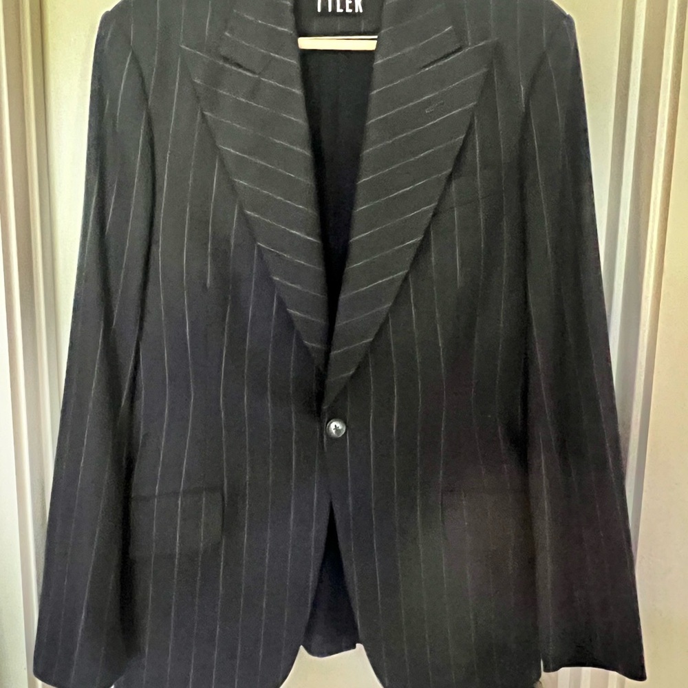 Richard Tyler Black Sport Coat with Elegant Pinstripes, pants, vest, jacket